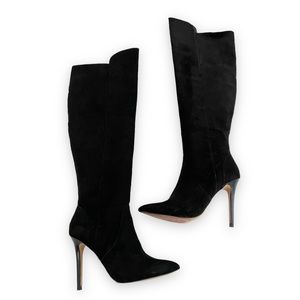 Black Faux Suede Over The Knee Boots Size 6